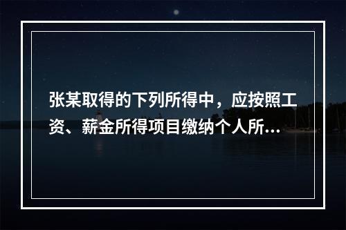 张某取得的下列所得中，应按照工资、薪金所得项目缴纳个人所得税