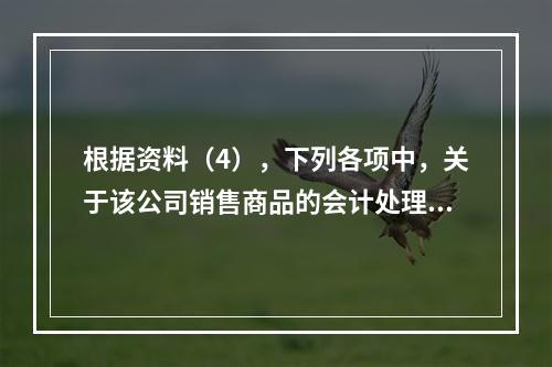 根据资料（4），下列各项中，关于该公司销售商品的会计处理正确