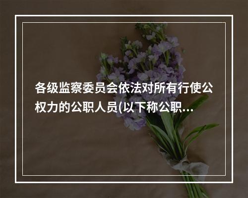 各级监察委员会依法对所有行使公权力的公职人员(以下称公职人员