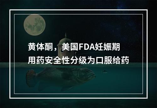 黄体酮，美国FDA妊娠期用药安全性分级为口服给药