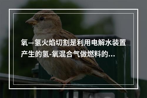 氧—氢火焰切割是利用电解水装置产生的氢-氧混合气做燃料的一种