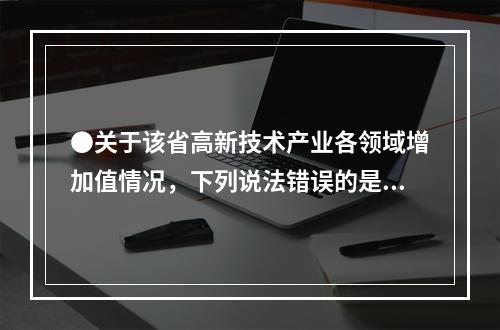 ●关于该省高新技术产业各领域增加值情况，下列说法错误的是：