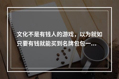 文化不是有钱人的游戏，以为就如只要有钱就能买到名牌包包一样，