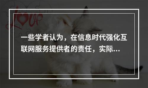 一些学者认为，在信息时代强化互联网服务提供者的责任，实际上就