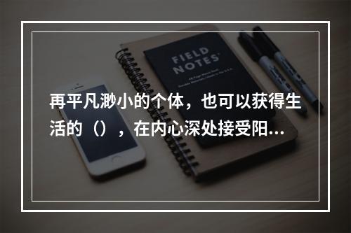 再平凡渺小的个体，也可以获得生活的（），在内心深处接受阳光雨