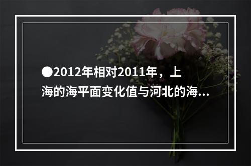 ●2012年相对2011年，上海的海平面变化值与河北的海平面