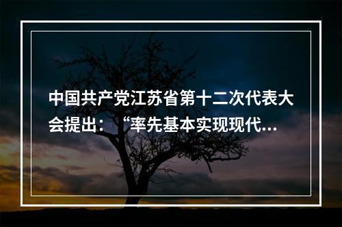 中国共产党江苏省第十二次代表大会提出：“率先基本实现现代化，