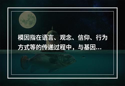 模因指在语言、观念、信仰、行为方式等的传递过程中，与基因在生