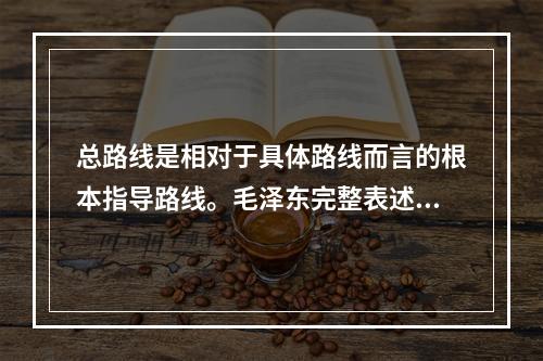 总路线是相对于具体路线而言的根本指导路线。毛泽东完整表述了新