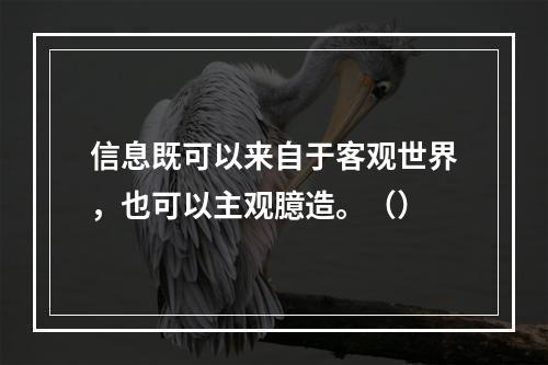 信息既可以来自于客观世界，也可以主观臆造。（）