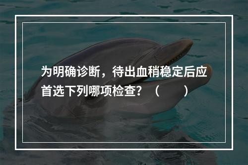 为明确诊断，待出血稍稳定后应首选下列哪项检查？（　　）