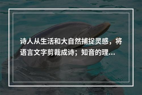 诗人从生活和大自然捕捉灵感，将语言文字剪裁成诗；知音的理解和