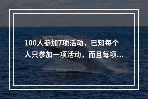 100人参加7项活动，已知每个人只参加一项活动，而且每项活动