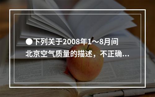 ●下列关于2008年1～8月间北京空气质量的描述，不正确的是