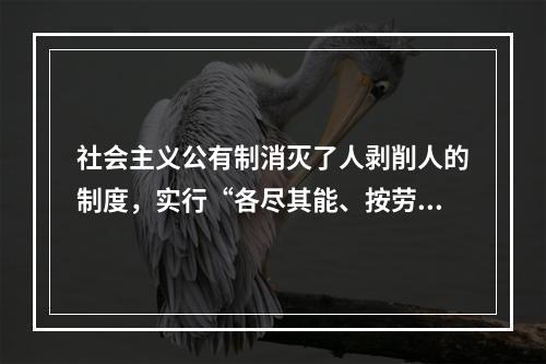 社会主义公有制消灭了人剥削人的制度，实行“各尽其能、按劳分配