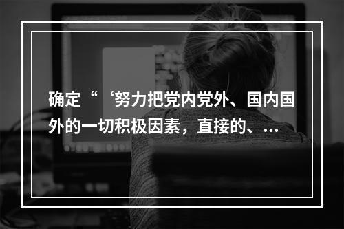确定“‘努力把党内党外、国内国外的一切积极因素，直接的、间接
