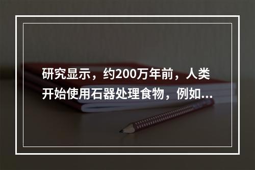 研究显示，约200万年前，人类开始使用石器处理食物，例如切肉