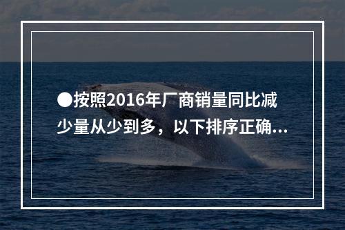 ●按照2016年厂商销量同比减少量从少到多，以下排序正确的是