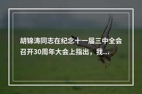 胡锦涛同志在纪念十一届三中全会召开30周年大会上指出，我们要