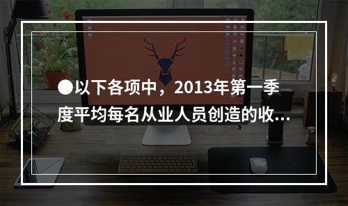 ●以下各项中，2013年第一季度平均每名从业人员创造的收入均