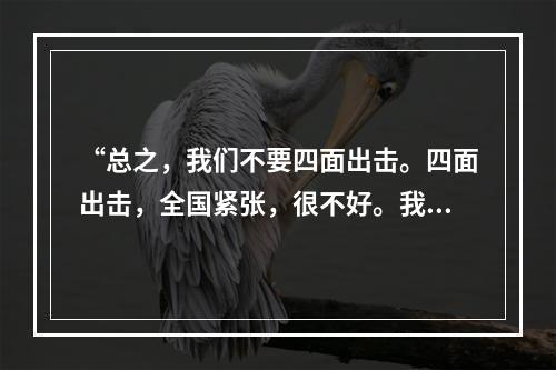 “总之，我们不要四面出击。四面出击，全国紧张，很不好。我们绝