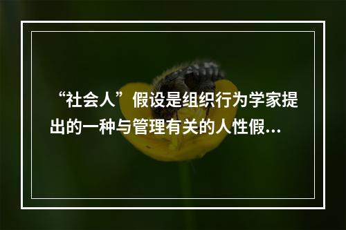 “社会人”假设是组织行为学家提出的一种与管理有关的人性假设。