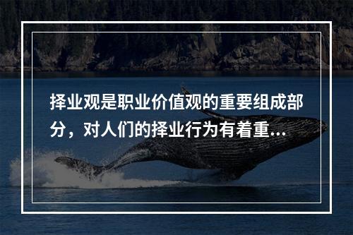 择业观是职业价值观的重要组成部分，对人们的择业行为有着重要影