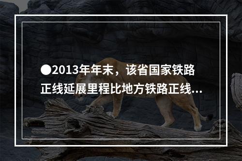 ●2013年年末，该省国家铁路正线延展里程比地方铁路正线延展