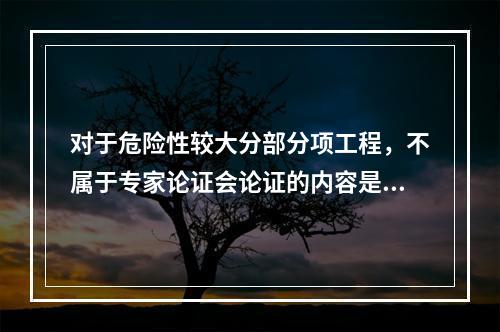 对于危险性较大分部分项工程，不属于专家论证会论证的内容是（　