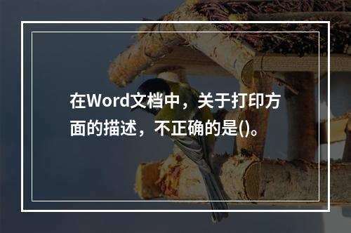 在Word文档中，关于打印方面的描述，不正确的是()。