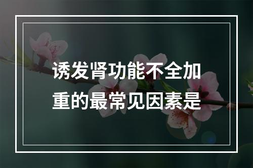 诱发肾功能不全加重的最常见因素是