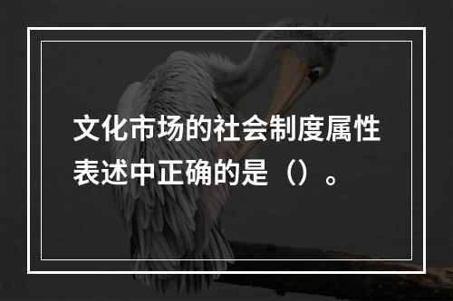 文化市场的社会制度属性表述中正确的是（）。