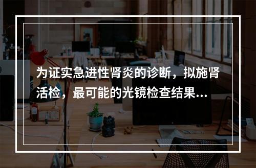 为证实急进性肾炎的诊断，拟施肾活检，最可能的光镜检查结果是