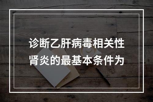 诊断乙肝病毒相关性肾炎的最基本条件为