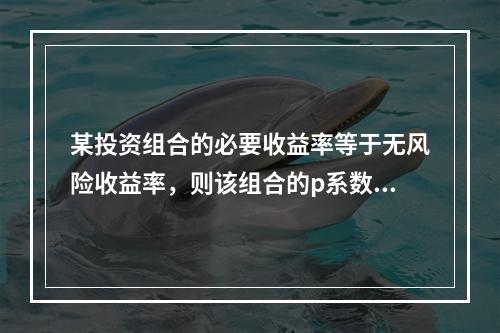 某投资组合的必要收益率等于无风险收益率，则该组合的p系数为(