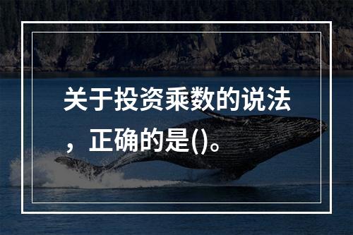 关于投资乘数的说法，正确的是()。