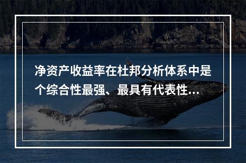 净资产收益率在杜邦分析体系中是个综合性最强、最具有代表性的指