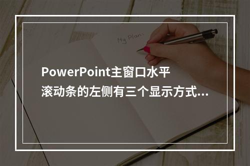 PowerPoint主窗口水平滚动条的左侧有三个显示方式切换