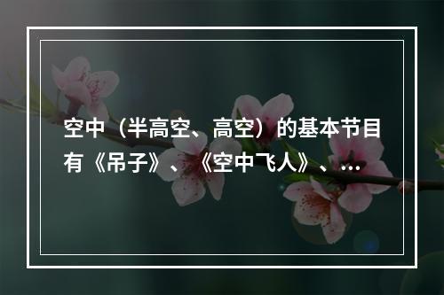 空中（半高空、高空）的基本节目有《吊子》、《空中飞人》、《空