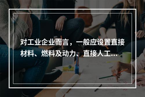 对工业企业而言，一般应设置直接材料、燃料及动力、直接人工、制