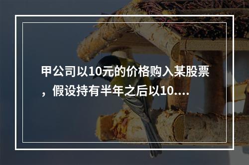 甲公司以10元的价格购入某股票，假设持有半年之后以10.2元