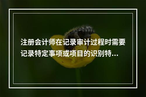 注册会计师在记录审计过程时需要记录特定事项或项目的识别特征。