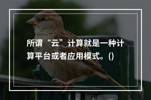 所谓“云”计算就是一种计算平台或者应用模式。()