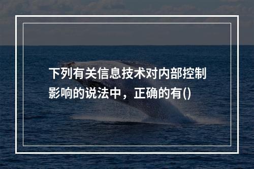 下列有关信息技术对内部控制影响的说法中，正确的有()