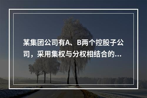 某集团公司有A、B两个控股子公司，采用集权与分权相结合的财务