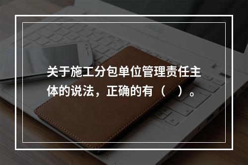 关于施工分包单位管理责任主体的说法，正确的有（　）。