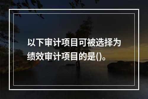 以下审计项目可被选择为绩效审计项目的是()。