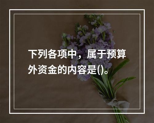 下列各项中，属于预算外资金的内容是()。