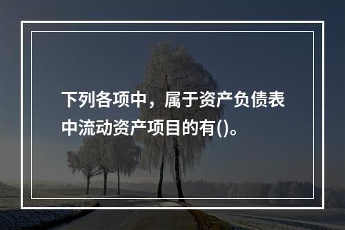 下列各项中，属于资产负债表中流动资产项目的有()。