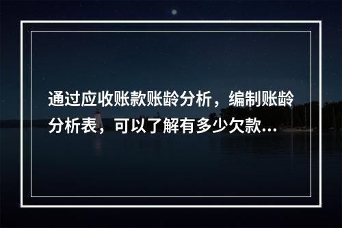 通过应收账款账龄分析，编制账龄分析表，可以了解有多少欠款尚在